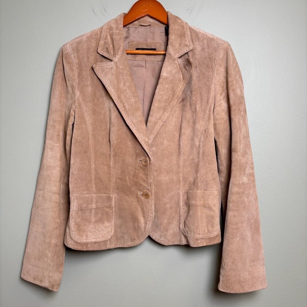 Vintage Context Womens Suede Leather Blazer Jacket Sz L Country Preppy 90s Y2K